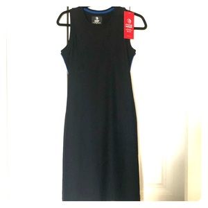 MPG Sport Athleisure Black dress with built in bra and stripe down the side NWT
